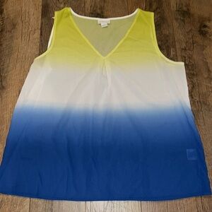 Liz Claiborne sheer blue and green blouse